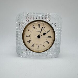 STAIGER Mantel Clock Quartz Lead Crystal Vintage 4" West Germany German Clear